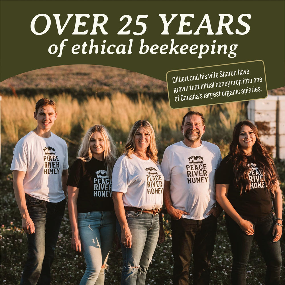 Peace River label with organic certification close-up, confirming purity and trust benefit