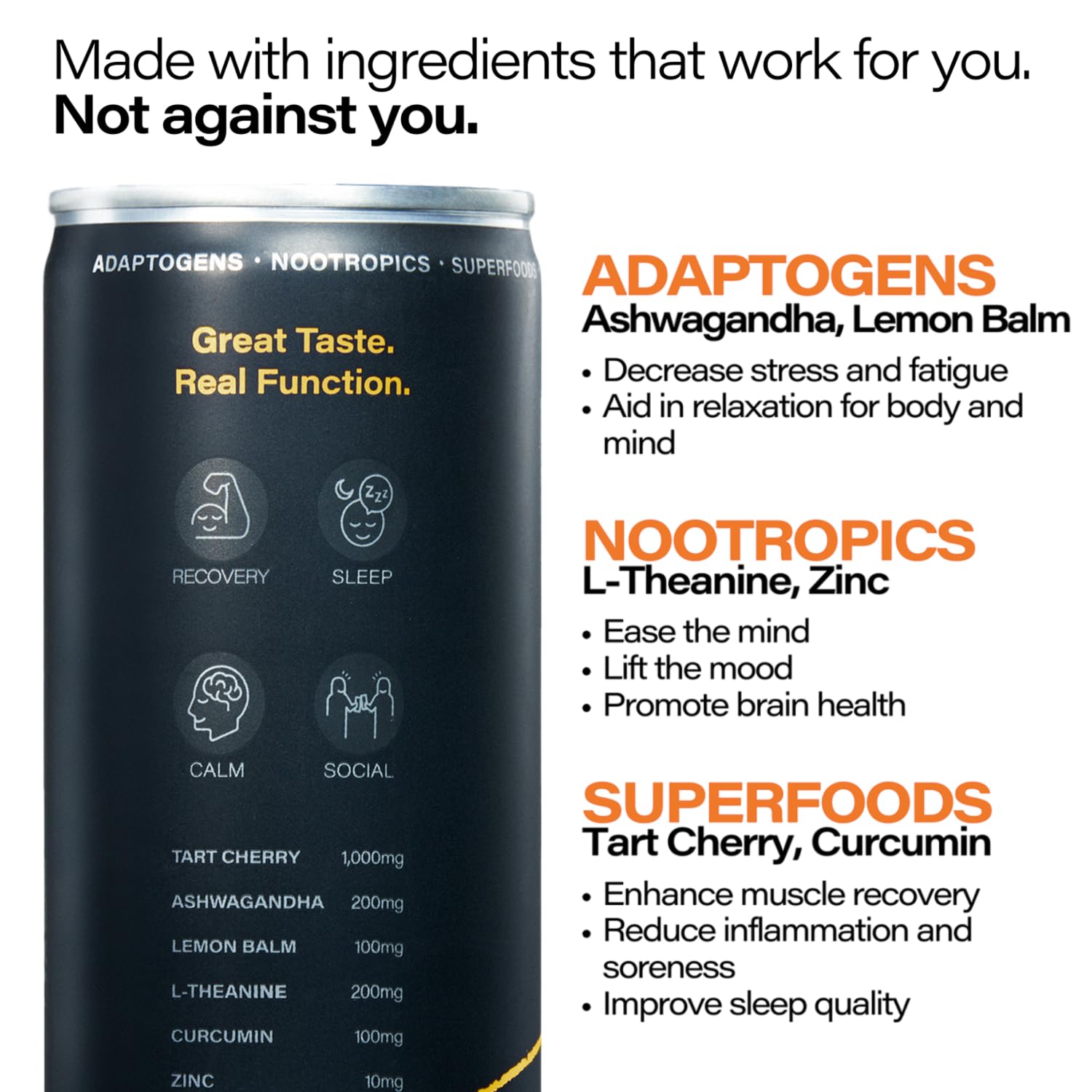 Peak Cocktails ingredient bundle with tart cherry and ashwagandha demonstrating recovery support