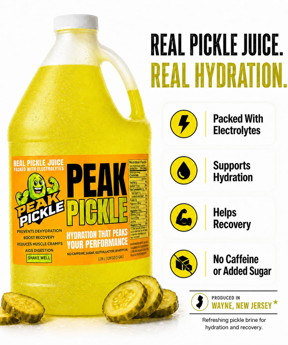 Peak Pickle pouring into a small cup for quick cramp relief