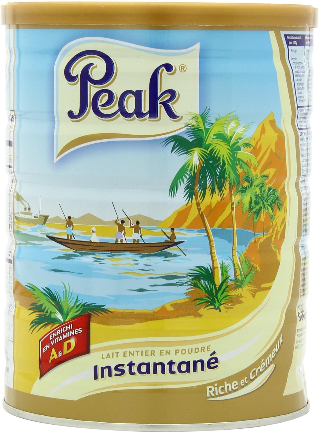 Peak front can showing brand and size, clear shelf appeal