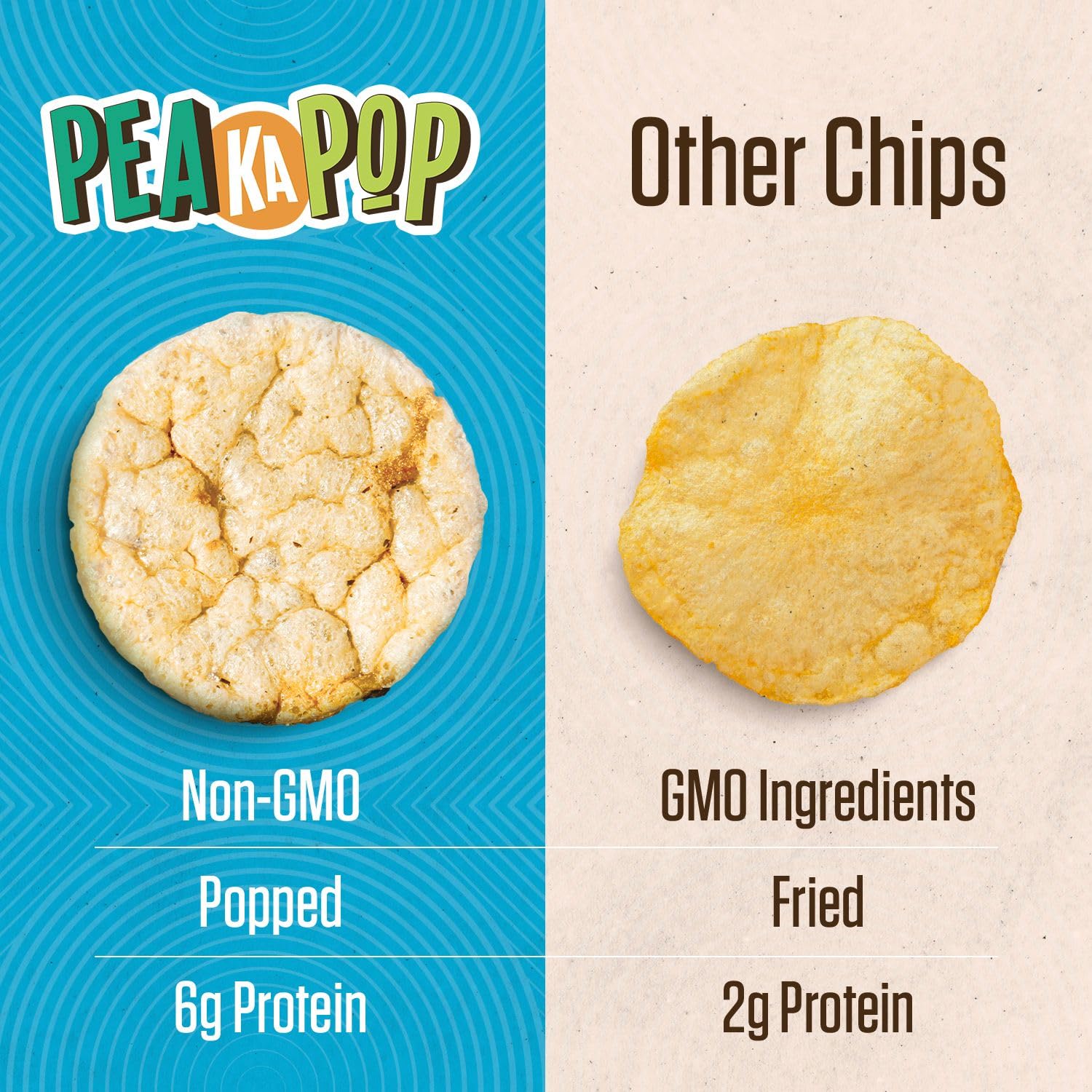 PeaKaPop close-up of popped crisps texture showing crunchy appeal