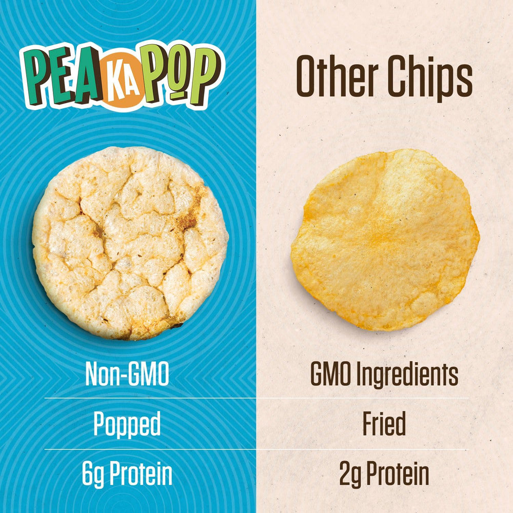 PeaKaPop close-up of popped crisps texture showing crunchy appeal