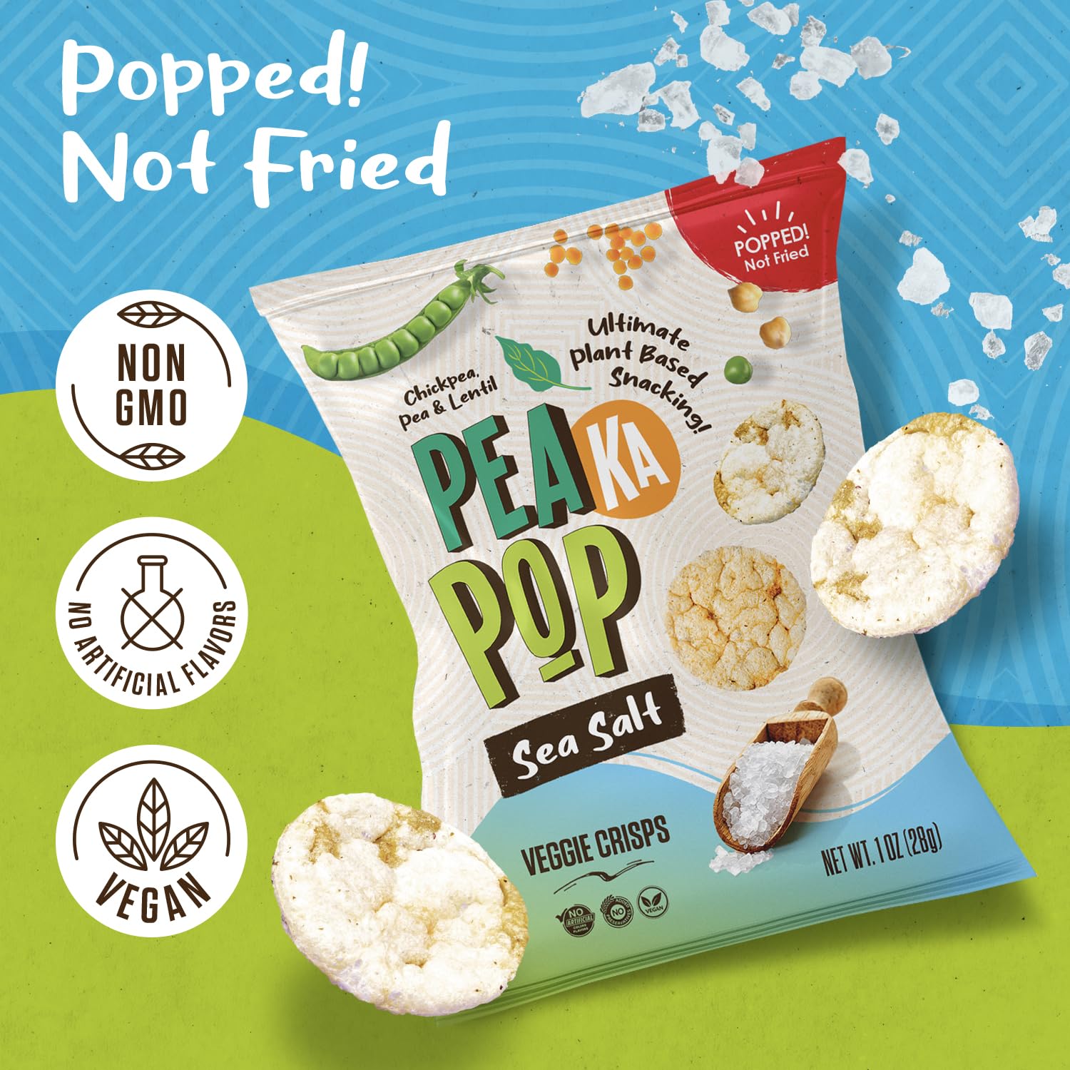 PeaKaPop chips beside dip demonstrating pairing options and taste