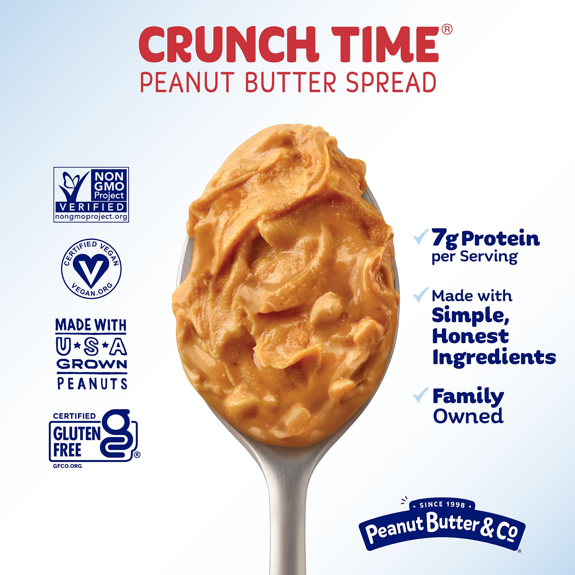 Peanut Butter & Co. jar beside a measuring cup showing 16 oz scale