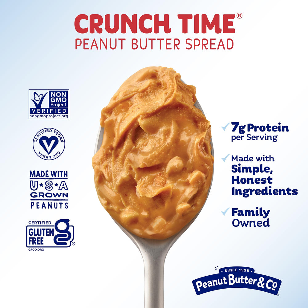 Peanut Butter & Co. jar beside a measuring cup showing 16 oz scale