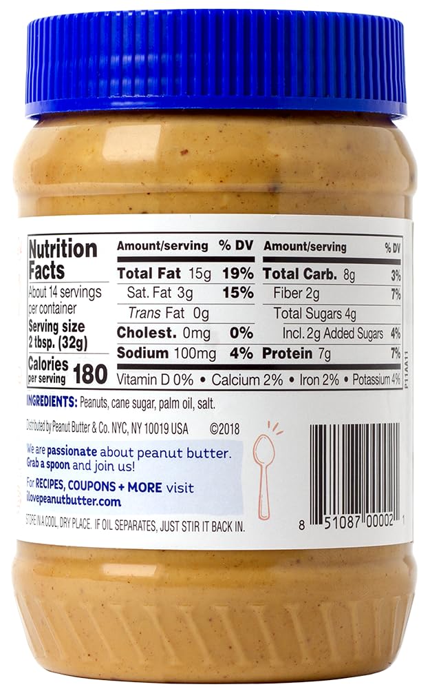 Peanut Butter & Co. open jar top view showing no-stir texture and convenience