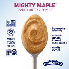 Peanut Butter & Co. spoonful close-up showing smooth spreadable consistency