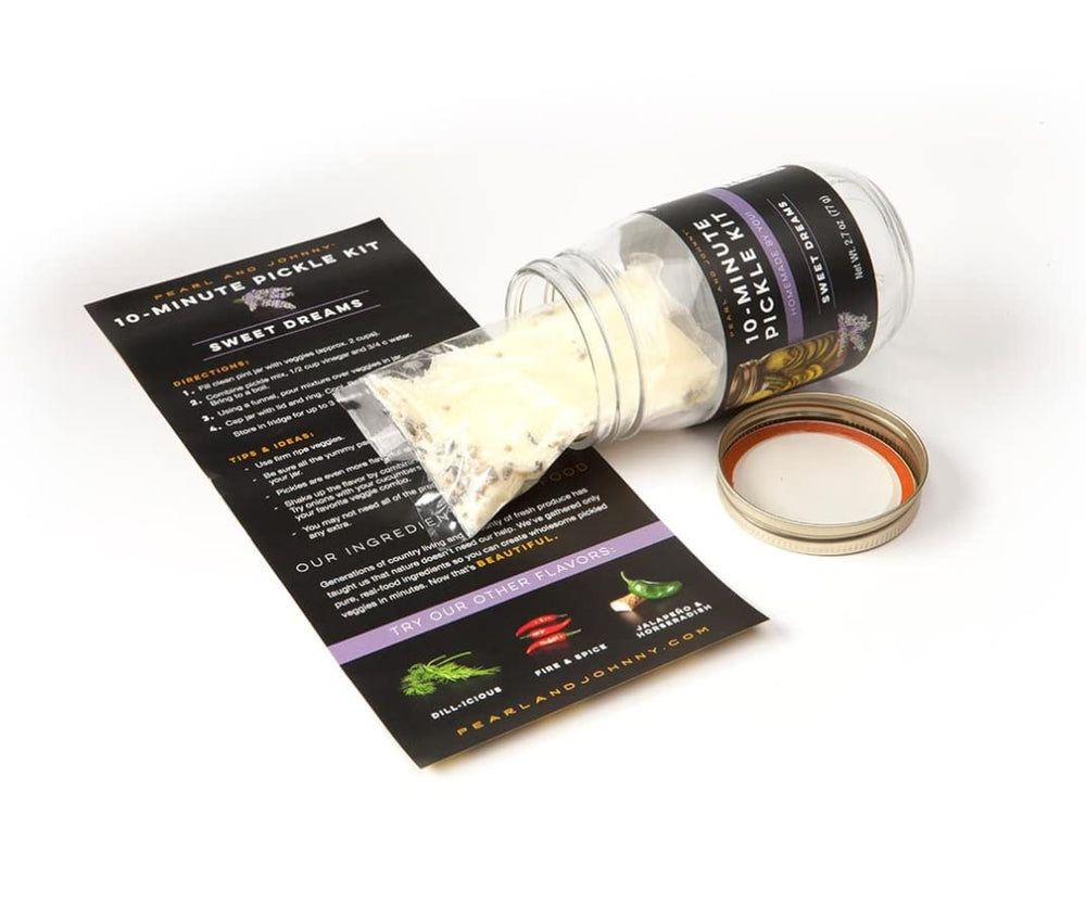 Pearl and Johnny quick pickles in jar showcasing crisp texture and bright color, ready-to-eat benefit