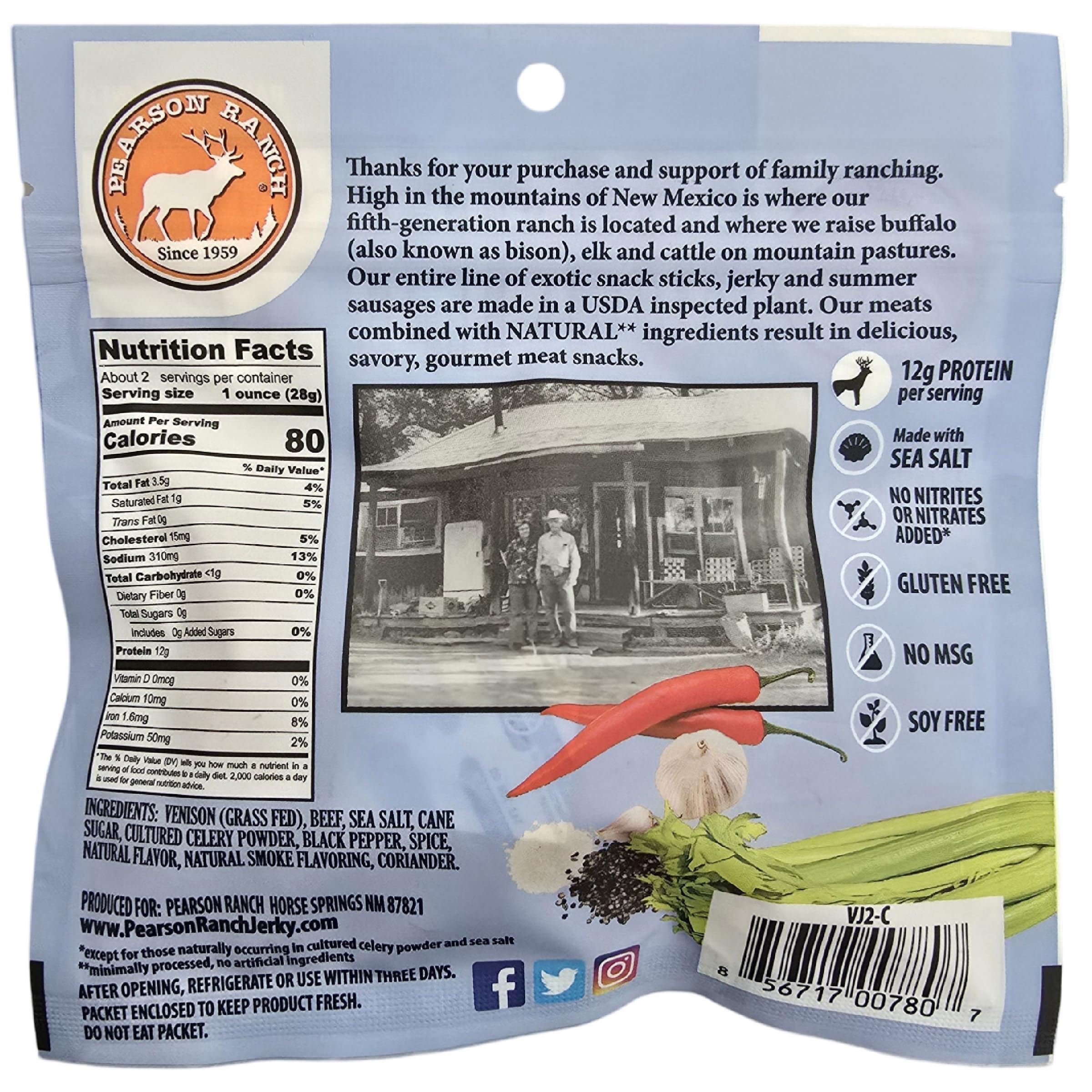 PEARSON RANCH bison jerky strips next to a ruler for scale, illustrates hearty portion size