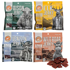PEARSON RANCH variety pack front view showing four 2.1 oz bags and brand logo, convenient sampling