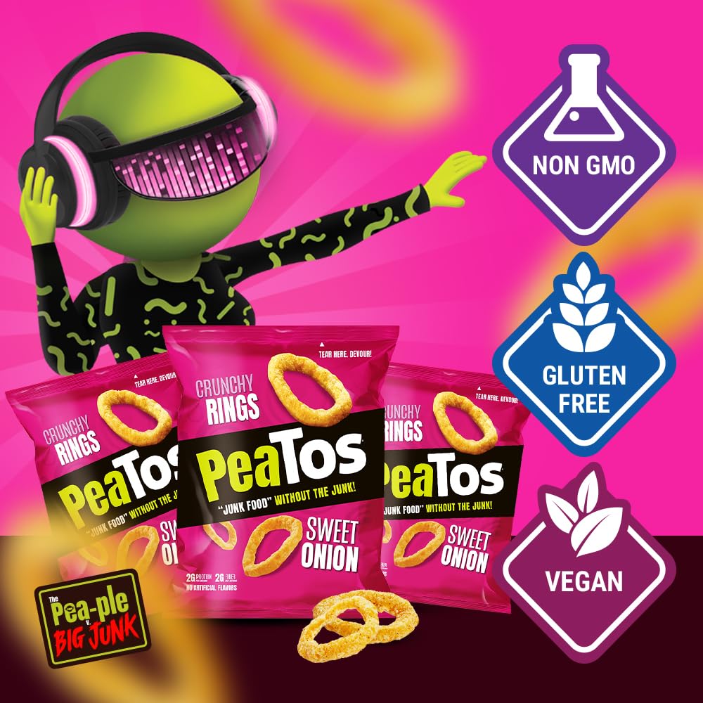 PeaTos close-up of seasoning on ring showcasing bold sweet onion taste