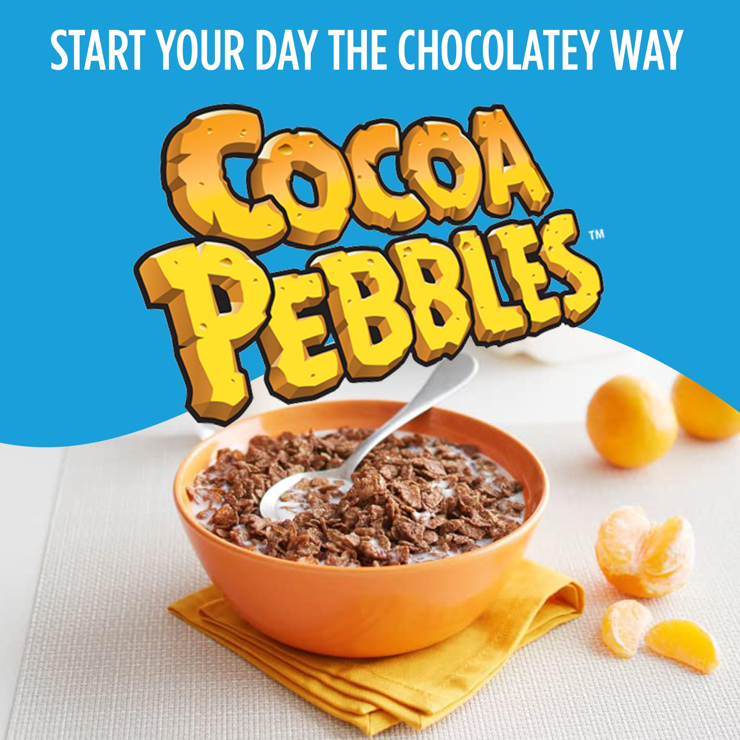 Pebbles Cocoa PEBBLES puffed rice close-up showing crunchy chocolate texture