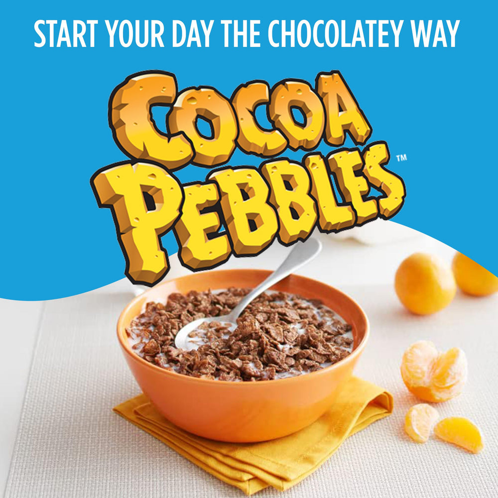 Pebbles Cocoa PEBBLES puffed rice close-up showing crunchy chocolate texture