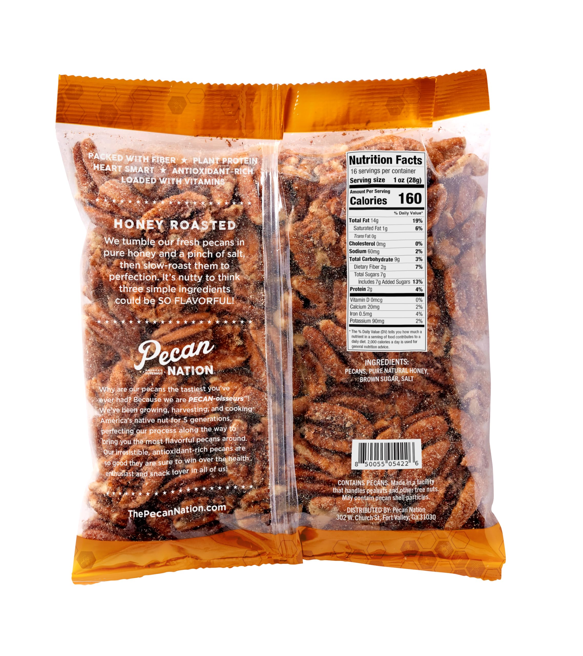 Pecan Nation honey glaze close-up highlighting golden coating and rich caramelized color