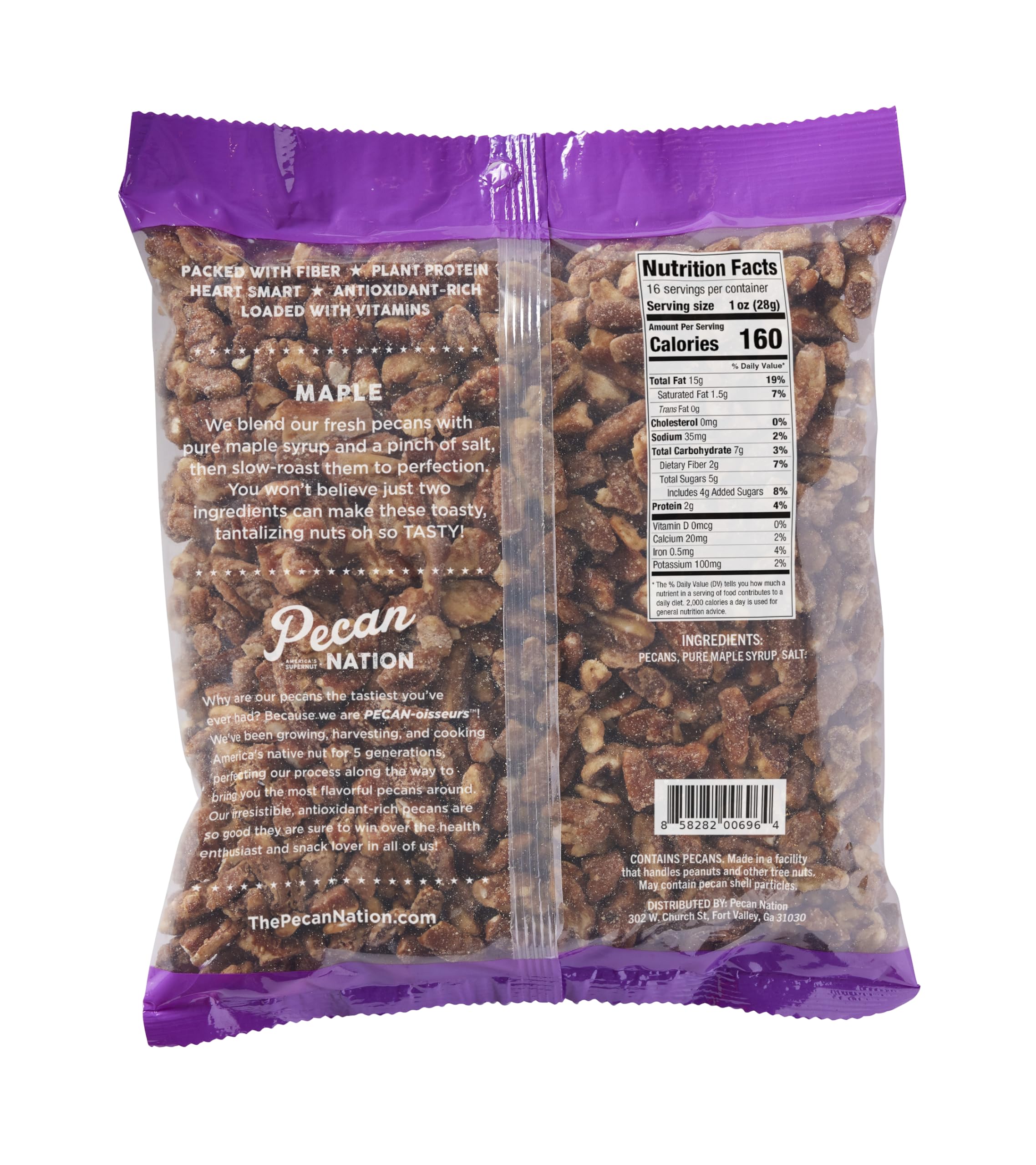 Pecan Nation close up pecan texture showcasing glossy maple glaze and crunchy appeal