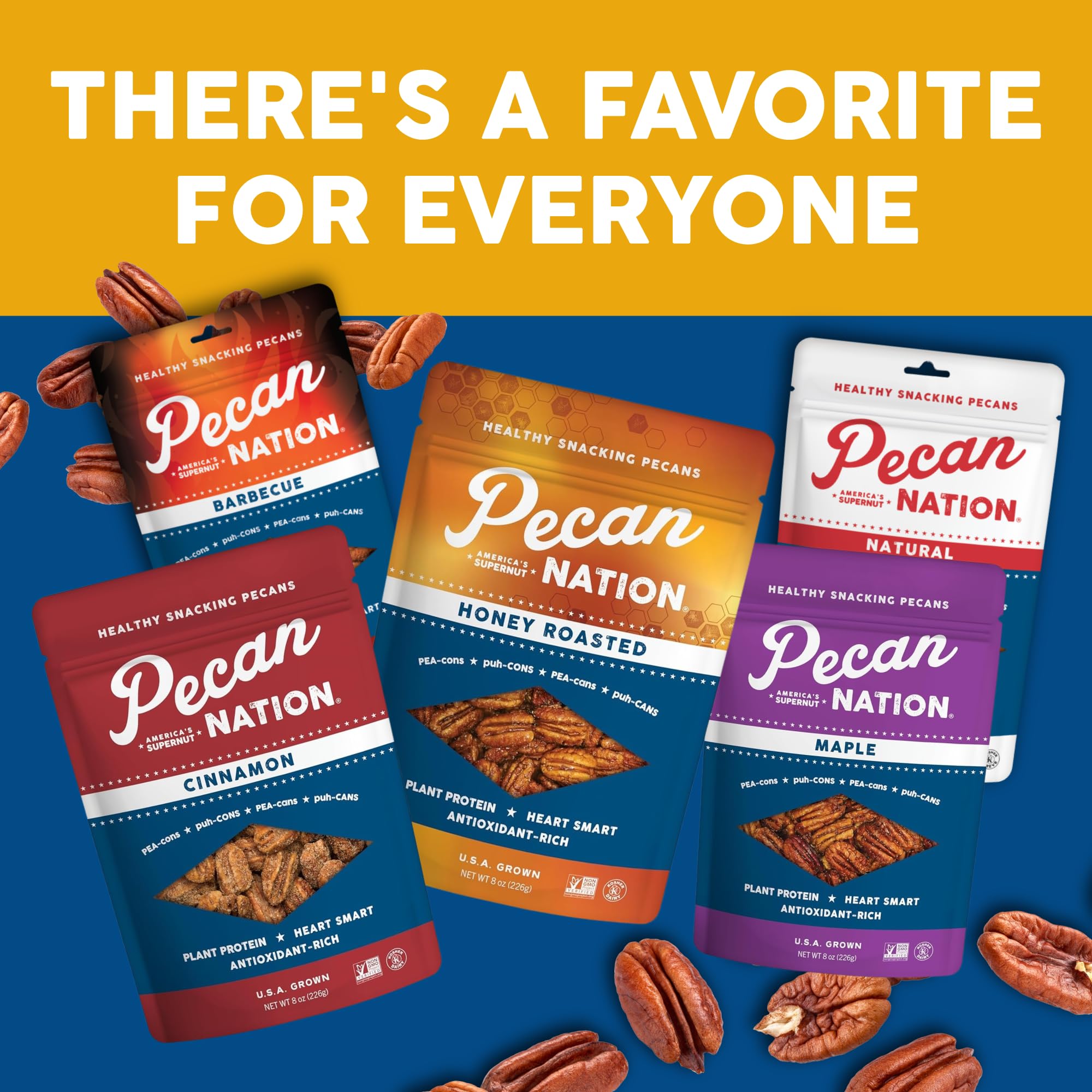 Pecan Nation handful of nuts in hand showing serving portion and snack convenience