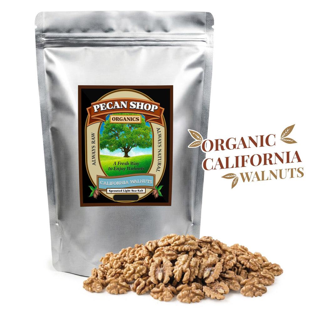 Pecan Shop walnut kernel close-up highlighting sprouted texture and natural flavor