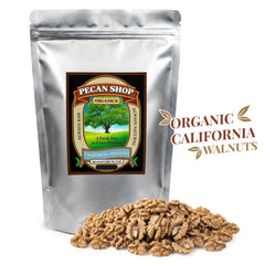 Pecan Shop walnuts in measuring cup showing 2 lb quantity and portioning ease