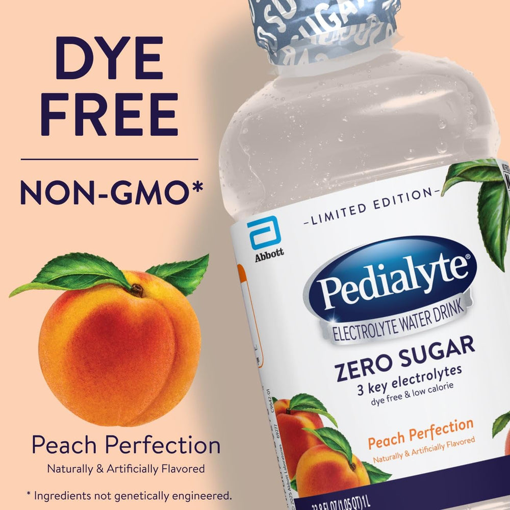 Droplet on bottle highlighting Pedialyte texture and refreshing hydrating benefit