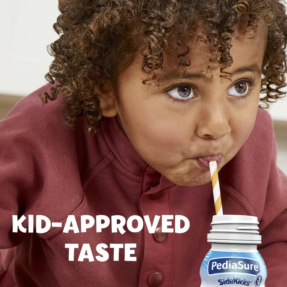 PediaSure SideKicks 24-pack box stored on pantry shelf for family stocking