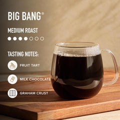 Peet's freshly brewed cup pouring, emphasizes bright aromatic flavor