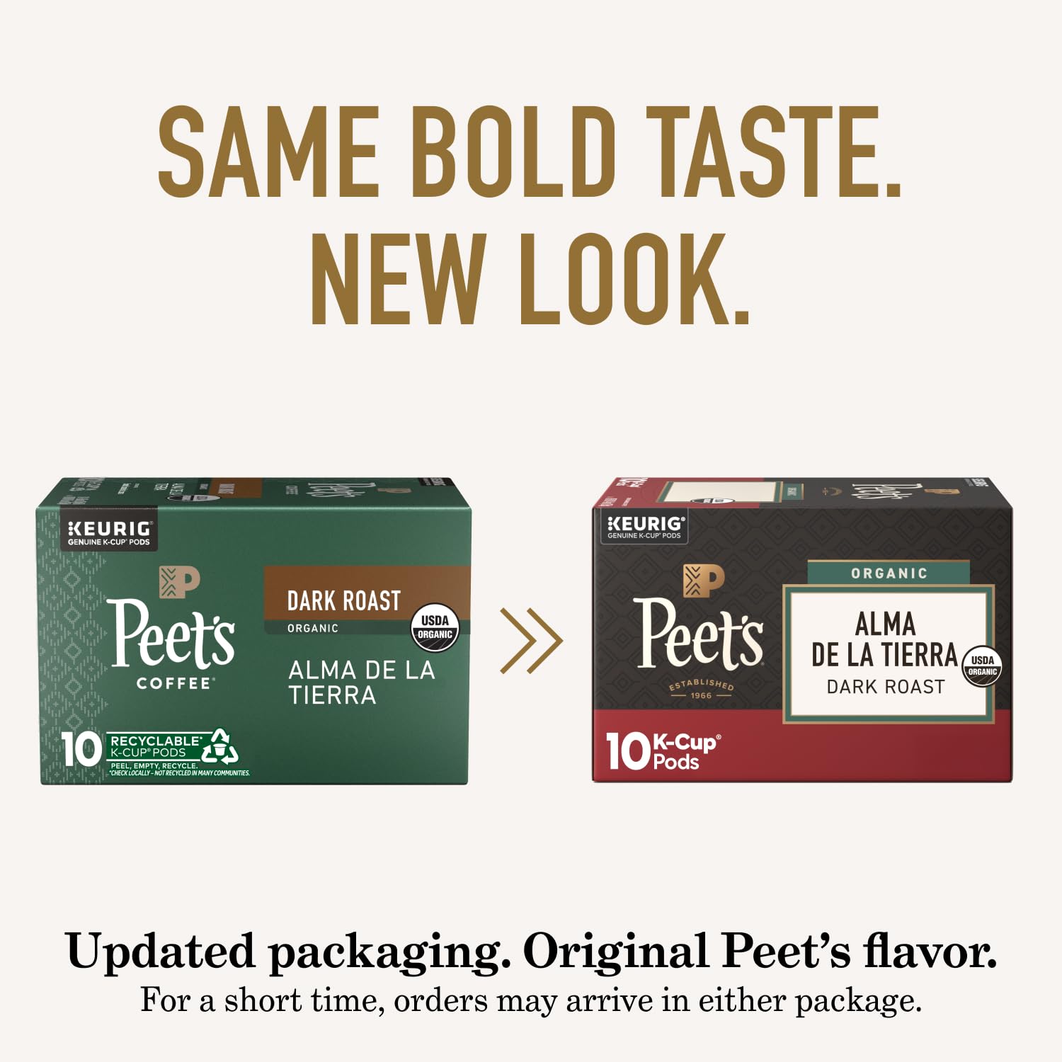 Peet's box label detail showing blend names and roast levels for quick selection