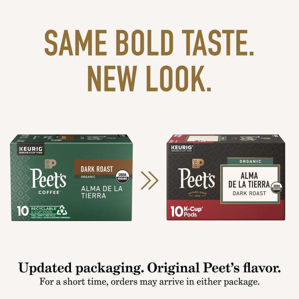 Peet's box label detail showing blend names and roast levels for quick selection