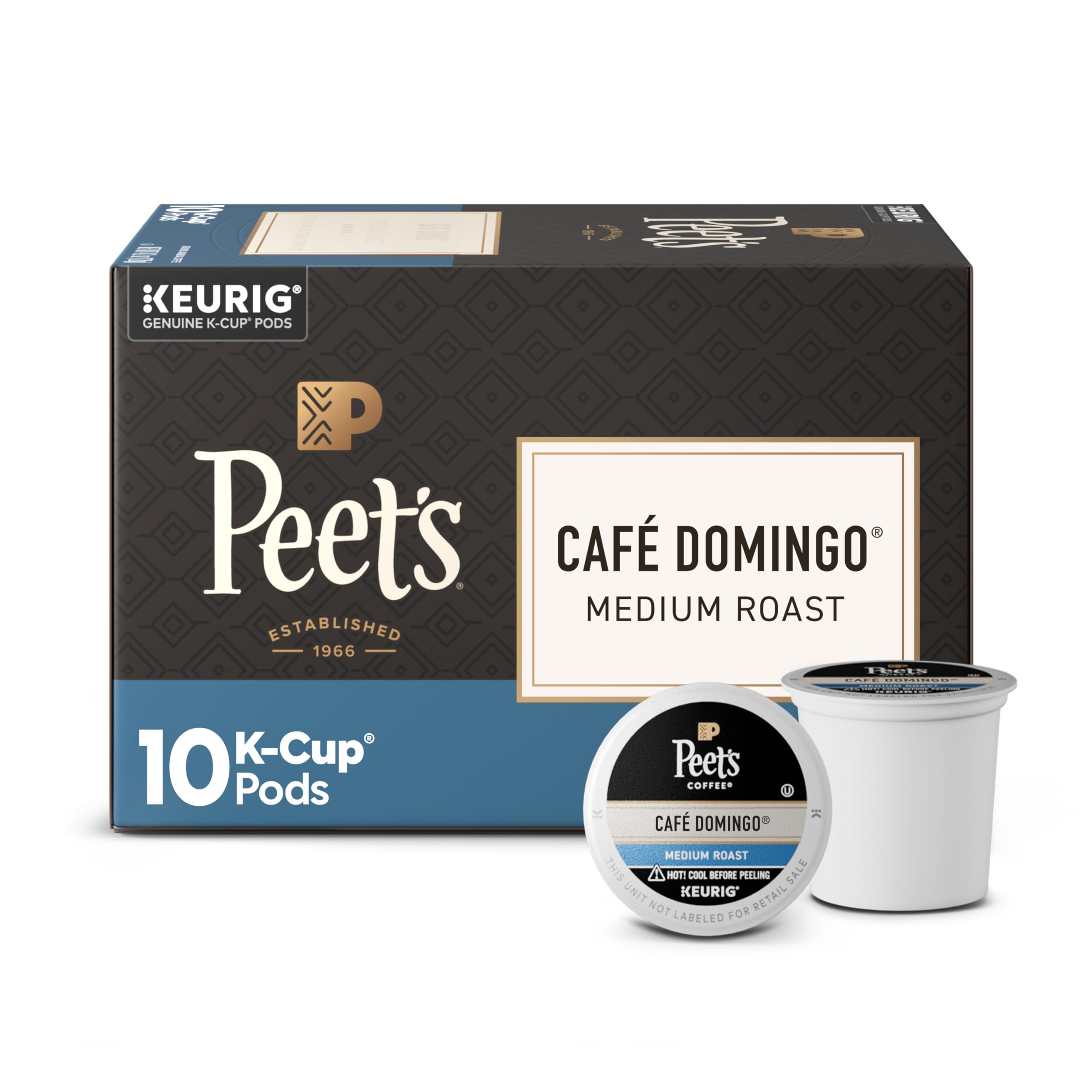 Peet's front pack showing Café Domingo pods and clear branding benefit convenience