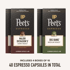 Peet's Major Dickason's box close-up highlighting dark roast characteristics