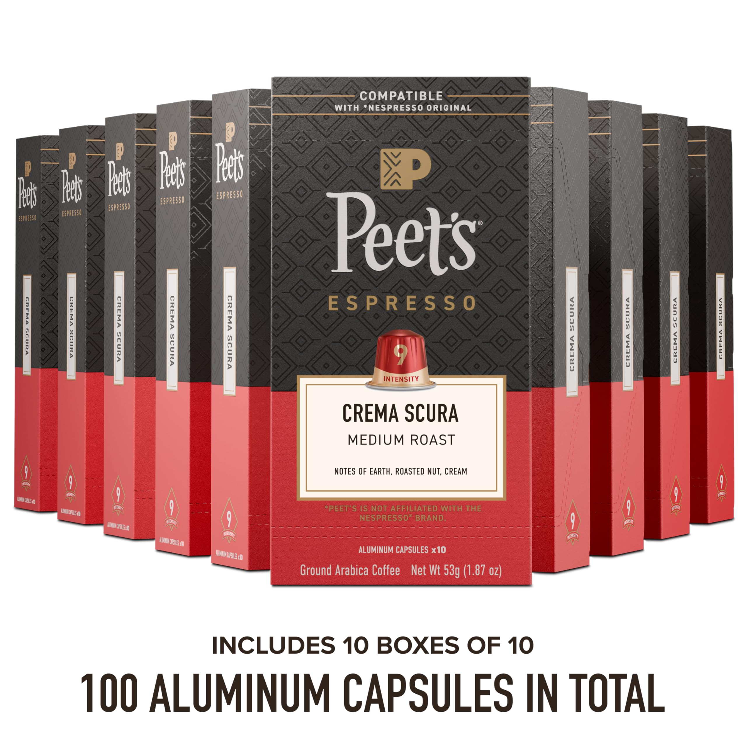 Peet's capsule close-up showing aluminum pod and sealed freshness benefit