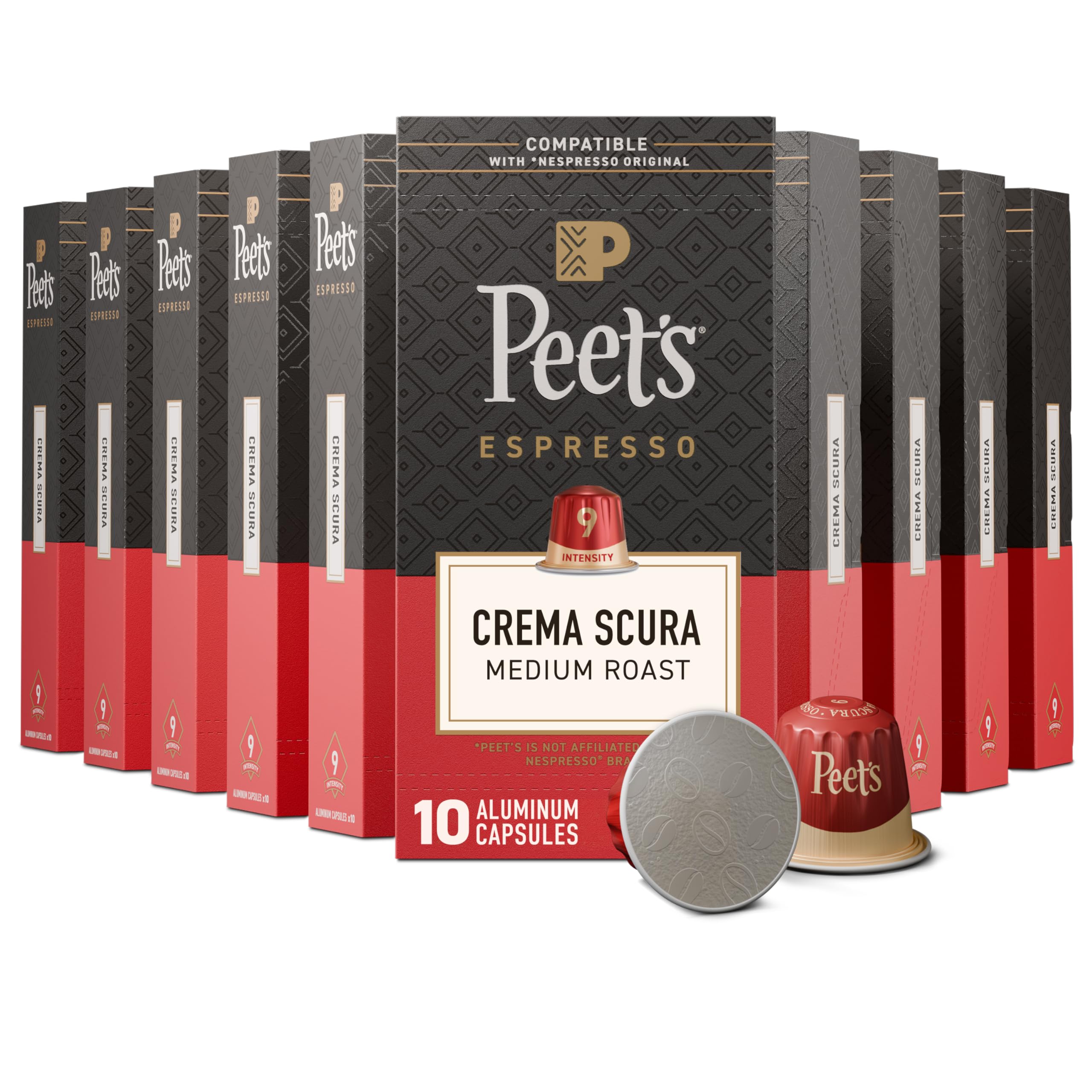 Peet's front packaging showing 100 capsules and brand for bulk convenience