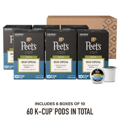 Peet's Coffee box opened with K-Cup pods visible for quick brewing