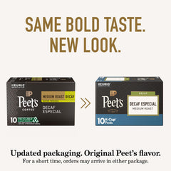Close-up of a Peet's K-Cup pod highlighting filter and design benefits