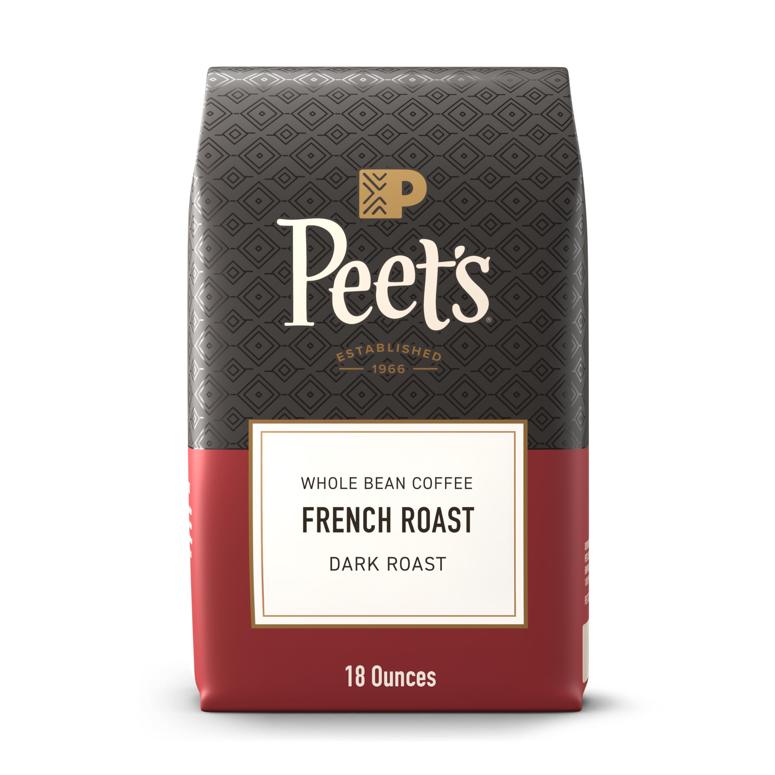 Peet's French Roast bag front view showing bold packaging and clear branding benefit freshness