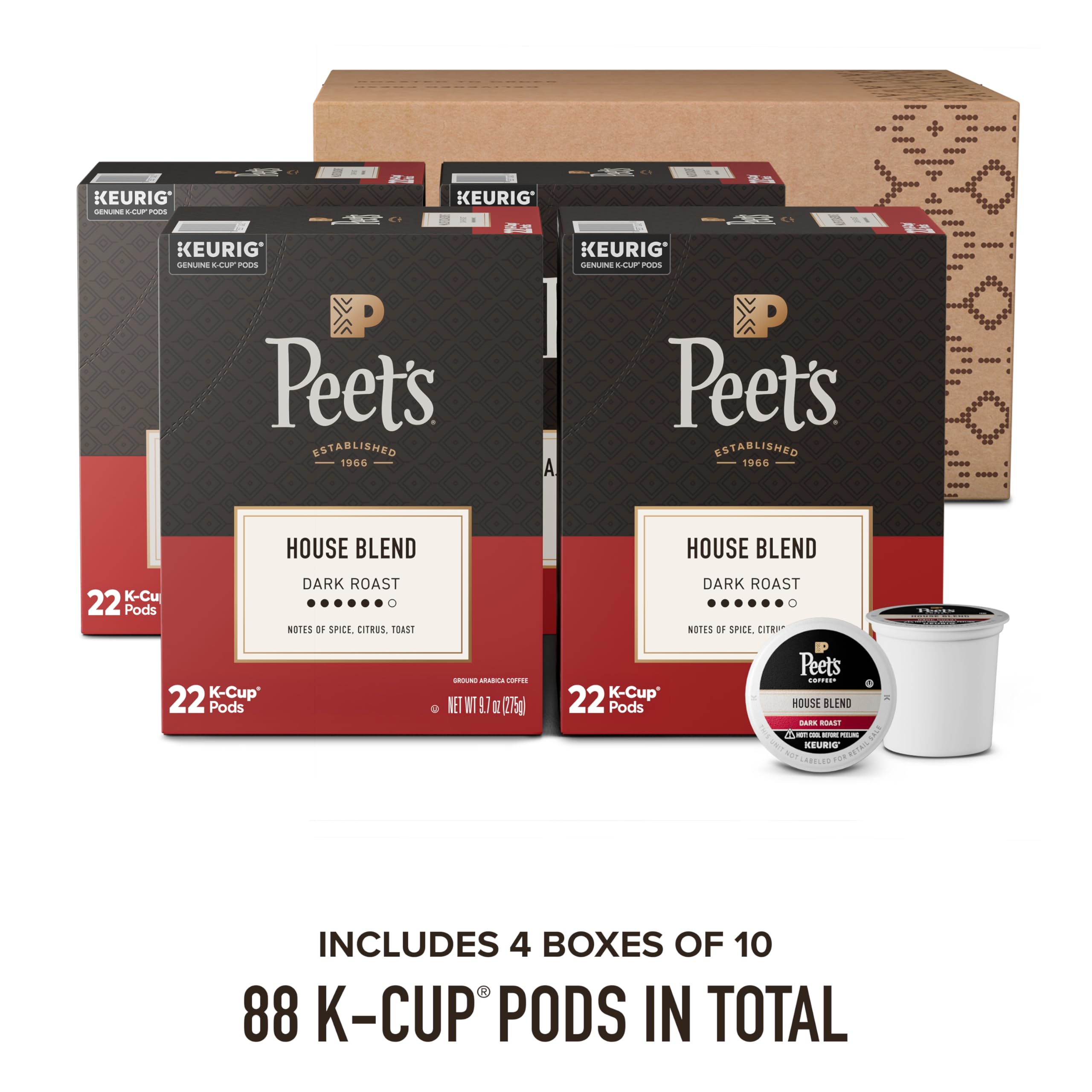 Peet's close-up K-Cup pod detail highlighting sealed freshness and quality