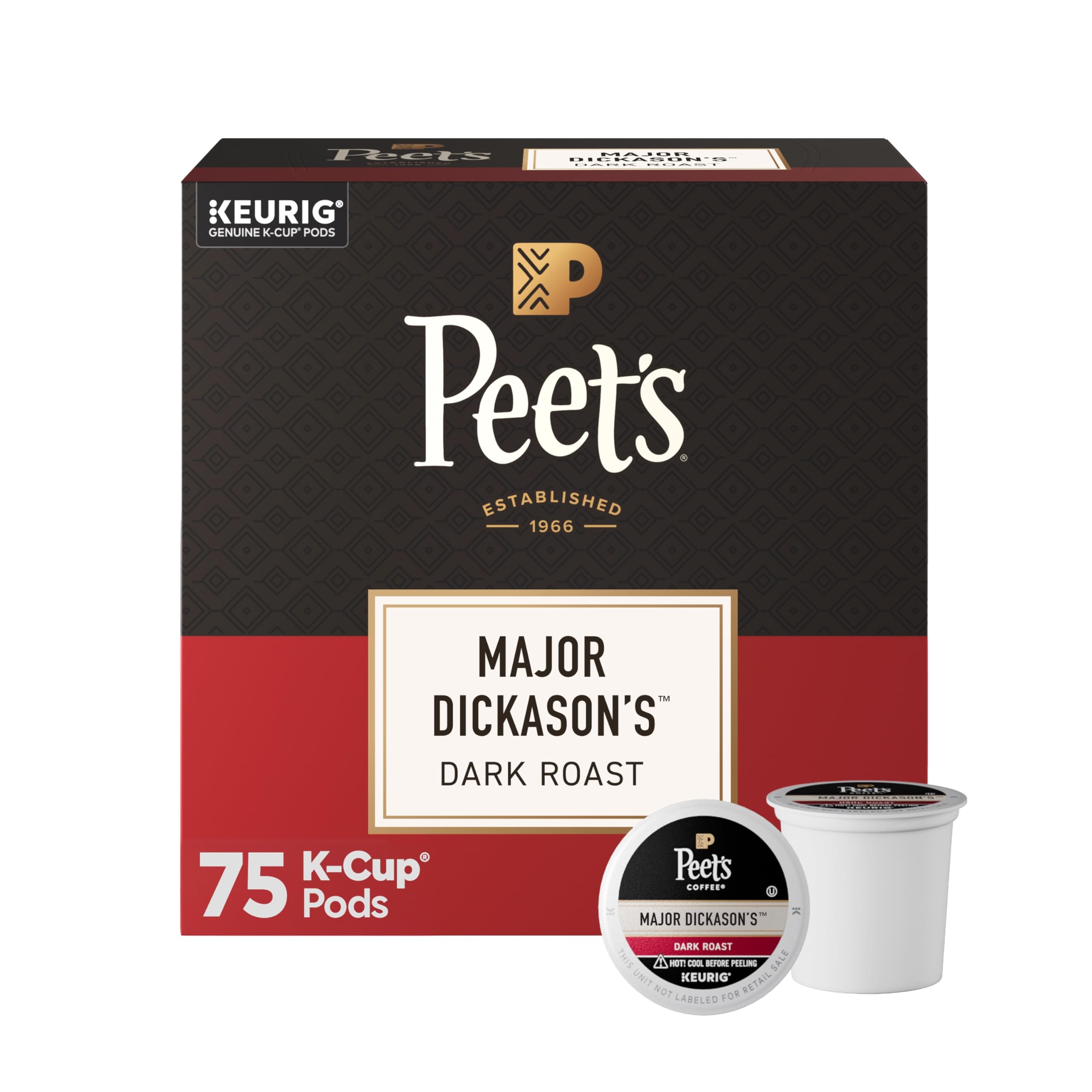 Peet's front box packaging showing Major Dickason's benefit bold flavor