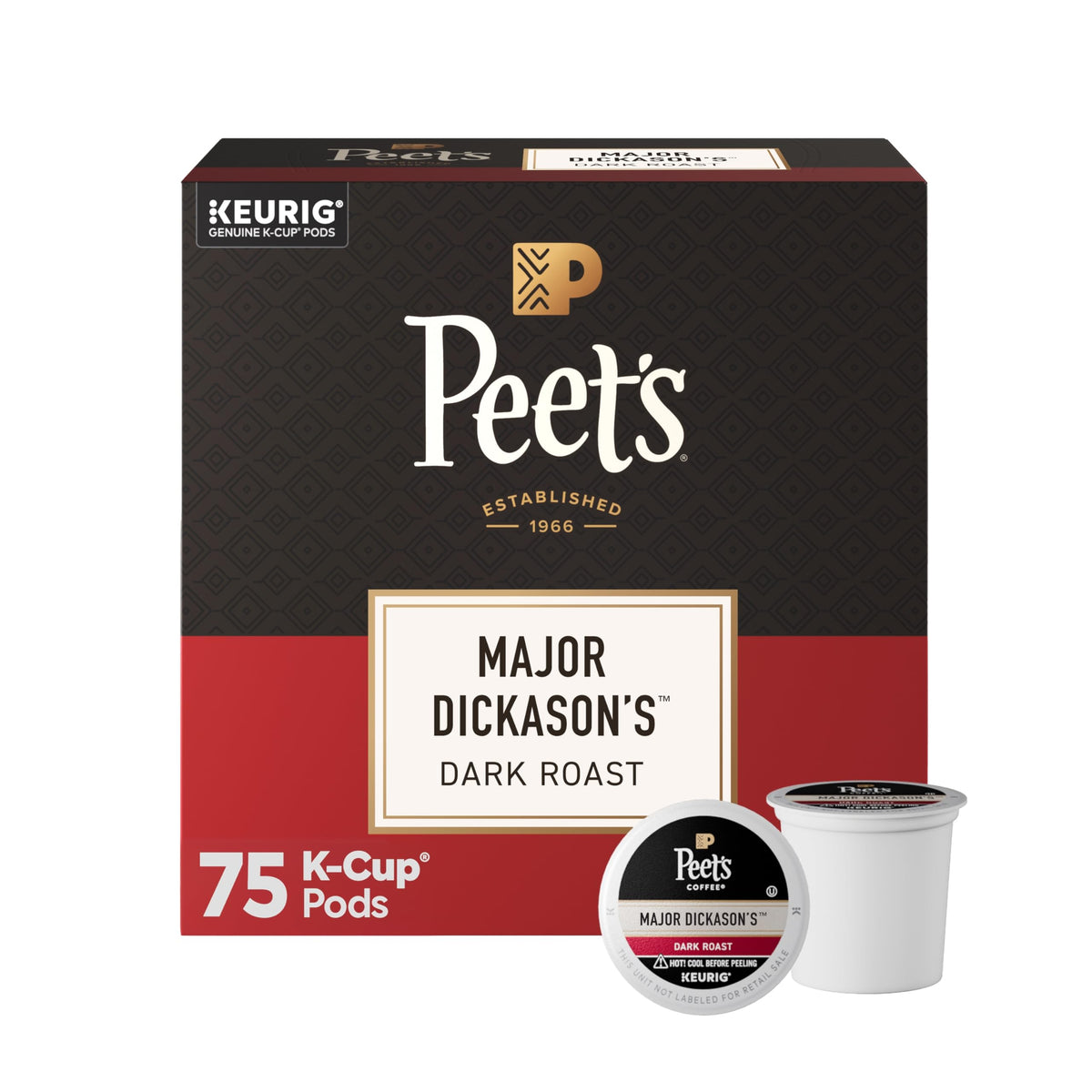 Peet's front box packaging showing Major Dickason's benefit bold flavor