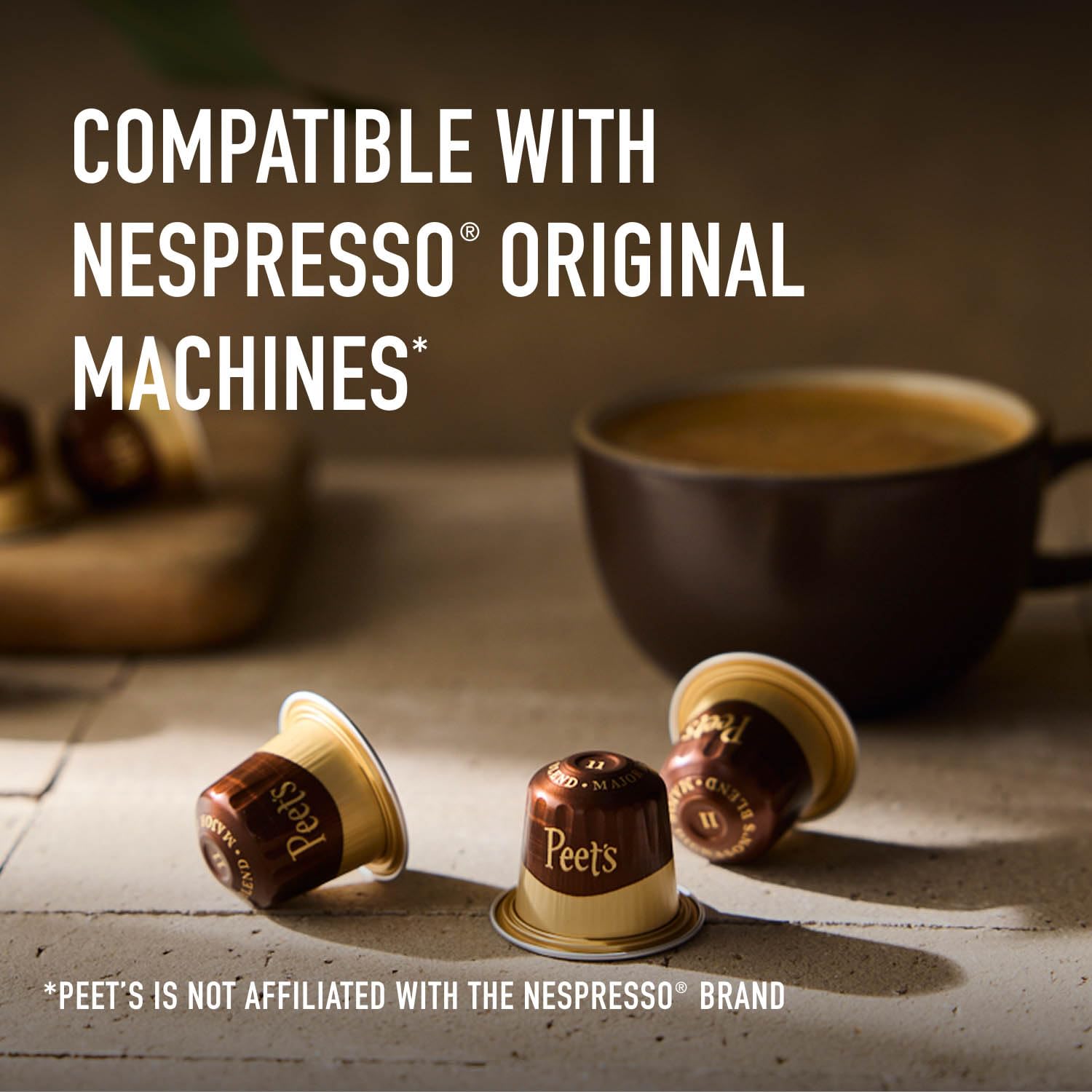 Peet's open box with neatly lined capsules for organized storage convenience