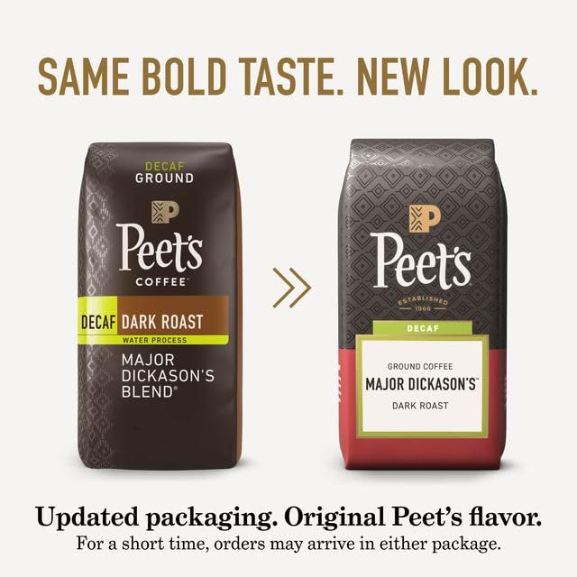 Peet's ground coffee texture in hand, shows coarse consistent grind