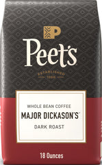 Peet's major dickason's front packaging shows 18 oz bag and bold branding for freshness