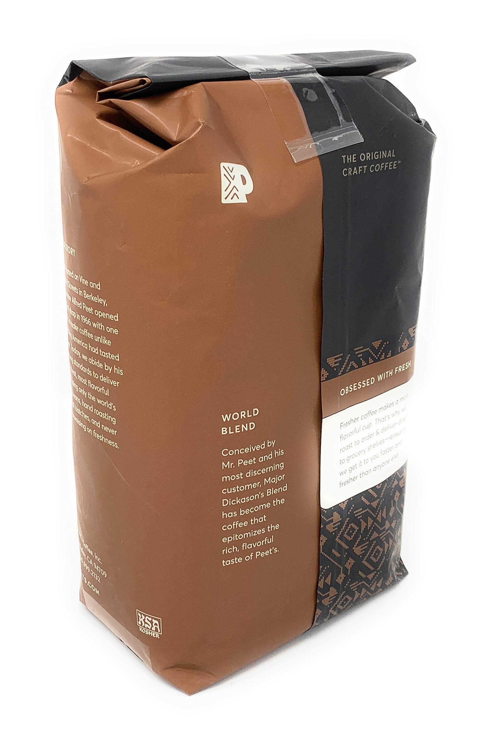 Peet's label detail highlighting blend name and roast level for clarity