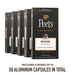 Peet's Nerissimo capsule close-up showing aluminum seal and preserved aroma benefit