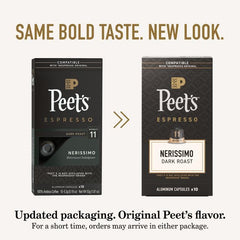 Peet's Nerissimo capsules lined up to show uniform single-serve dosing benefit