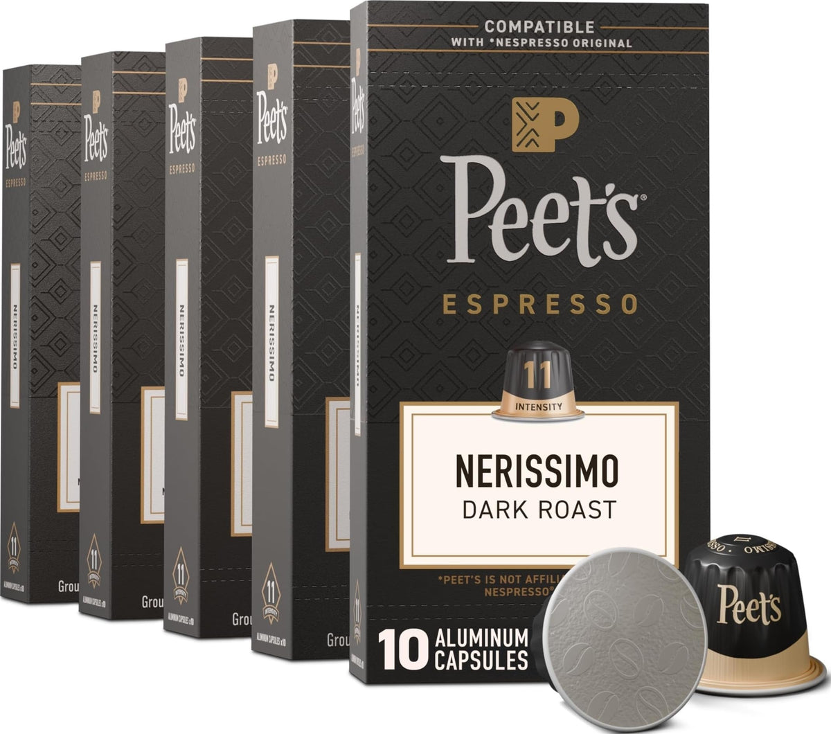 Peet's Nerissimo front packaging showing five boxes and bold branding benefit fresh supply