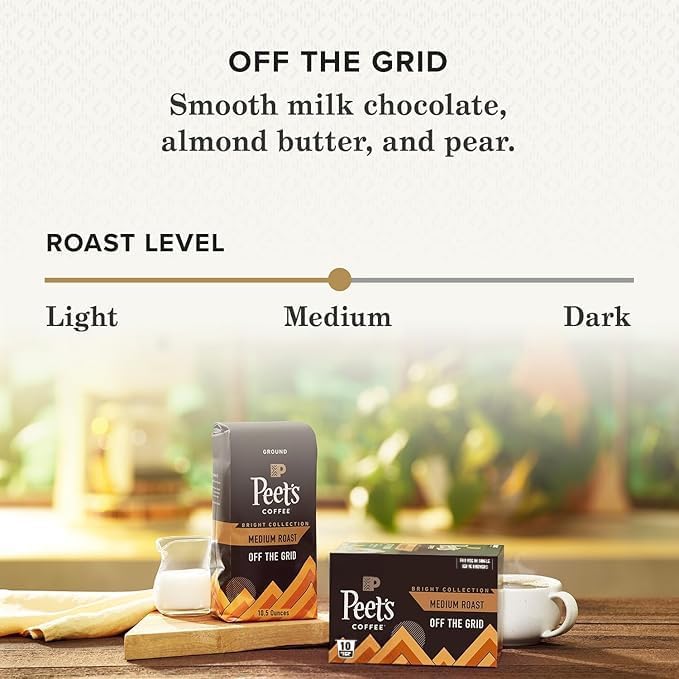 Peet's pod opened to reveal grounds texture and fresh aroma benefit