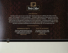 Steaming cup poured from Peet's K-Cup in kitchen scene highlighting enjoyable aroma