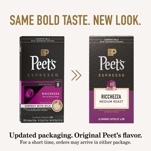 Peet's Ricchezza capsules in hand to show scale and single-serve convenience