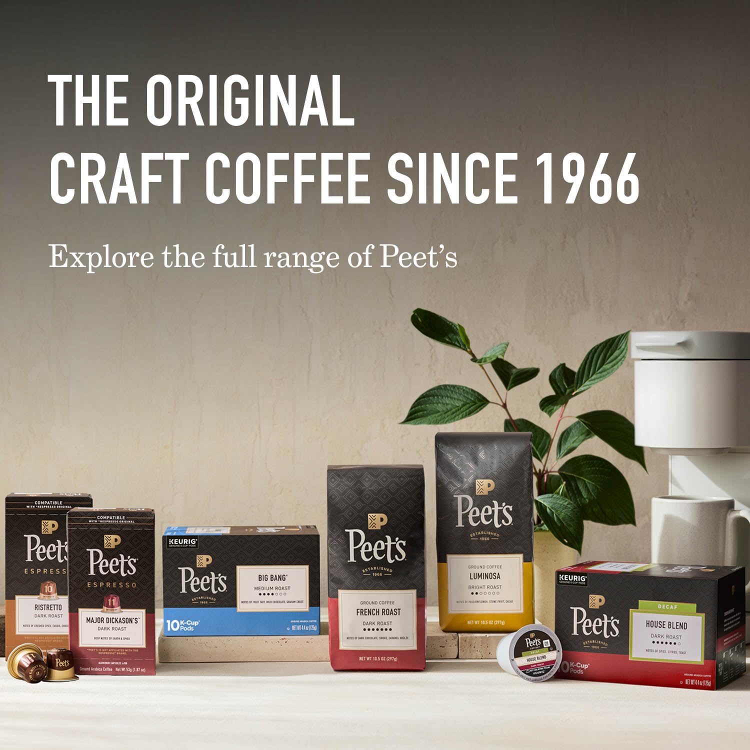 Peet's Coffee recycling steps visual showing peeling pod and recyclability benefit