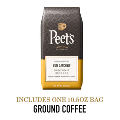 Peet's Sun Catcher back label with ingredient and roast details benefit