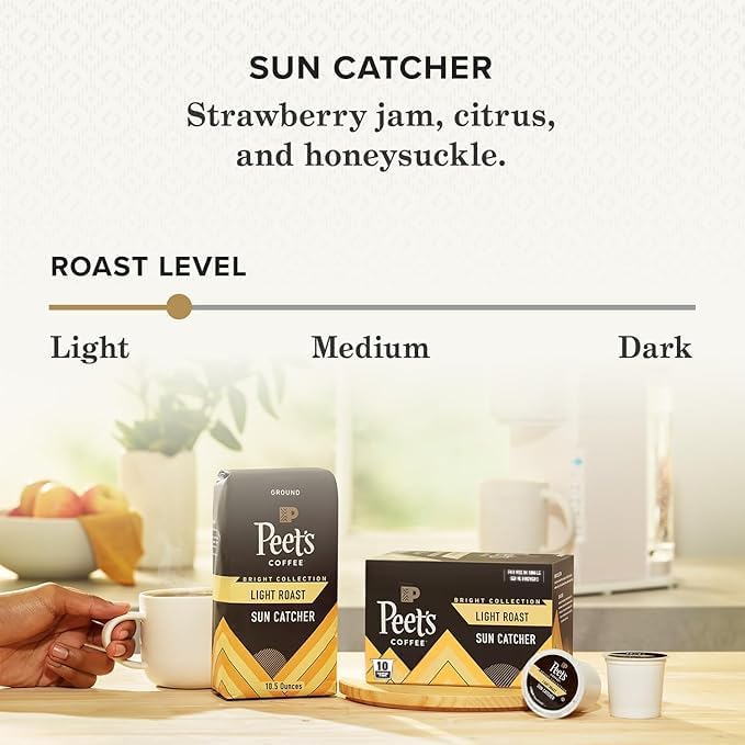 Peet's Sun Catcher brewing in a Keurig machine producing a clear, bright cup quickly